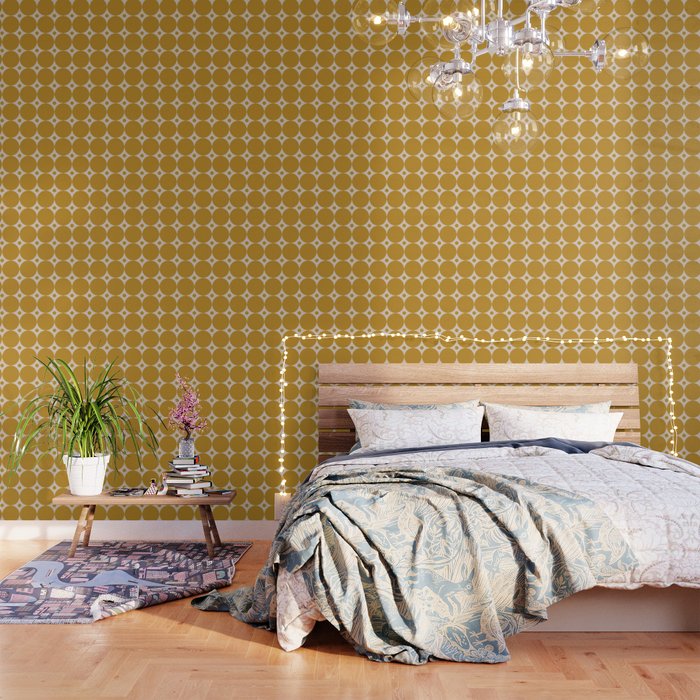 Futura Mid-century Modern Minimalist Abstract Pattern in Mustard Gold Wallpaper Gallery Image 1
