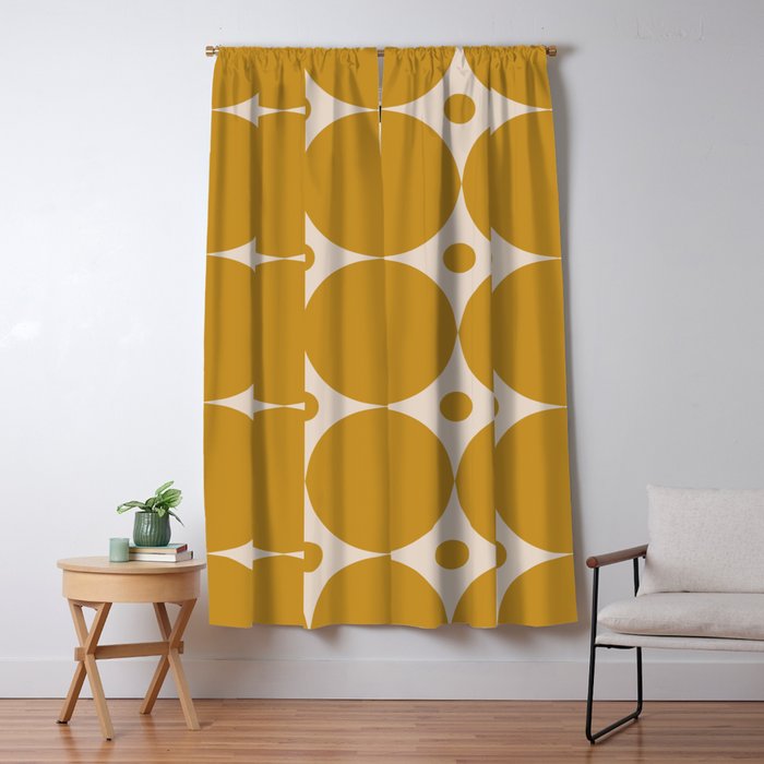 Futura Mid-century Modern Minimalist Abstract Pattern in Mustard Gold Window Curtain Gallery Image 1
