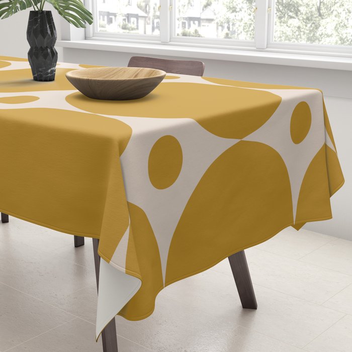 Futura Mid-century Modern Minimalist Abstract Pattern in Mustard Gold Tablecloth Gallery Image 3