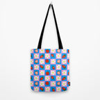 Strawberry Checkerboard - Blue And Pink Tote Bag Gallery Image 2