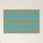 Cottage Stripes Eclectic Pattern in Green and Blue Welcome Mat Gallery Image 1
