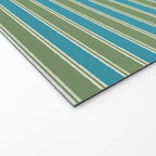 Cottage Stripes Eclectic Pattern in Green and Blue Welcome Mat Gallery Image 2
