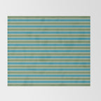 Cottage Stripes Eclectic Pattern in Green and Blue Throw Blanket Gallery Image 2