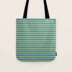 Cottage Stripes Eclectic Pattern in Green and Blue Tote Bag Gallery Image 1