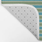 Cottage Stripes Eclectic Pattern in Green and Blue Bath Mat Gallery Image 2