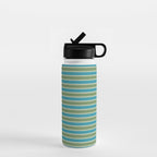 Cottage Stripes Eclectic Pattern in Green and Blue Water Bottle Gallery Image 1