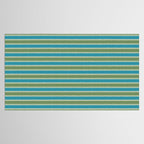 Cottage Stripes Eclectic Pattern in Green and Blue Tablecloth Gallery Image 2