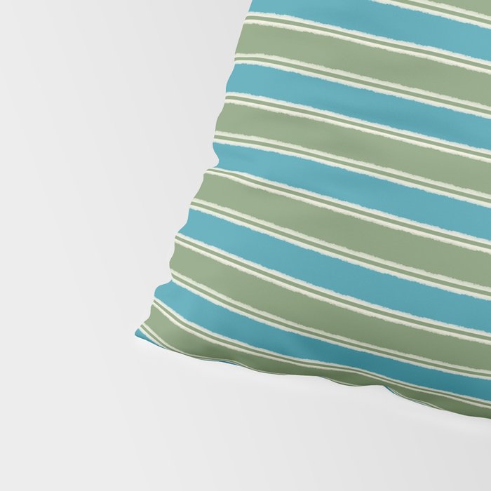 Cottage Stripes Eclectic Pattern in Green and Blue Pillow Sham Gallery Image 4