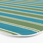 Cottage Stripes Eclectic Pattern in Green and Blue Bath Mat Gallery Image 3