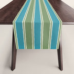 Cottage Stripes Eclectic Pattern in Green and Blue Table Runner Gallery Image 1