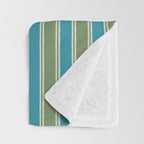 Cottage Stripes Eclectic Pattern in Green and Blue Throw Blanket Gallery Image 3