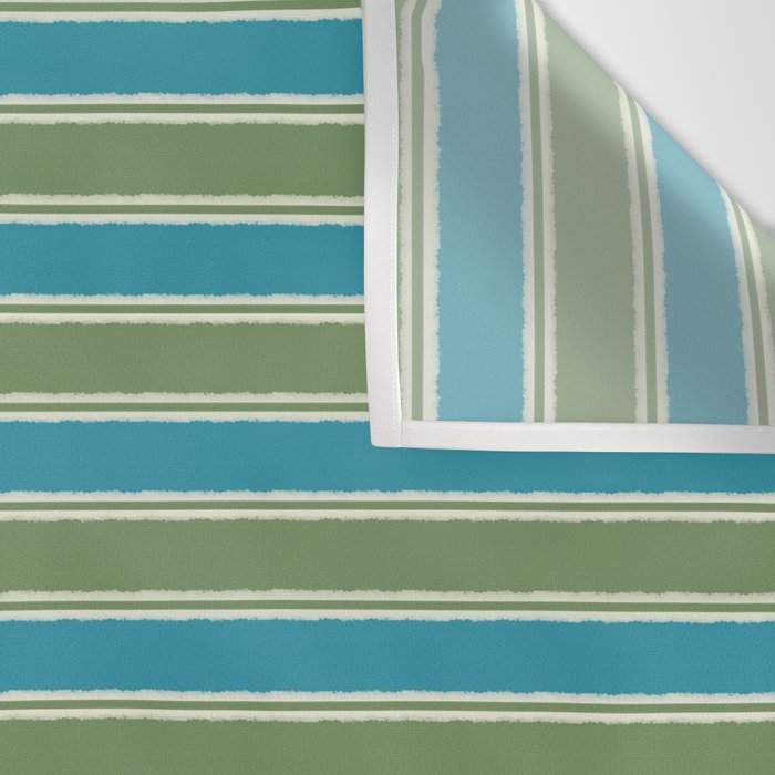 Cottage Stripes Eclectic Pattern in Green and Blue Wall Tapestry Gallery Image 3