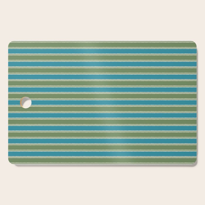 Cottage Stripes Eclectic Pattern in Green and Blue Cutting Board Gallery Image 1