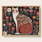 Klimt Calico Cat in a Garden of Abstract Flowers Serving Tray Gallery Image 1