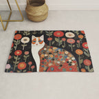 Klimt Calico Cat in a Garden of Abstract Flowers Rug Gallery Image 1
