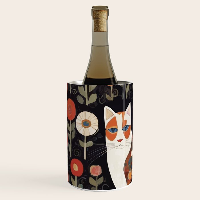 Klimt Calico Cat in a Garden of Abstract Flowers Wine Chiller Gallery Image 2
