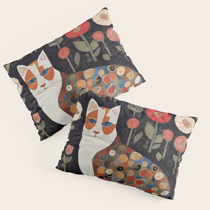 Klimt Calico Cat in a Garden of Abstract Flowers Pillow Sham Gallery Image 3