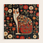 Klimt Calico Cat in a Garden of Abstract Flowers Wood Wall Art Gallery Image 1