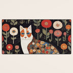Klimt Calico Cat in a Garden of Abstract Flowers Desk Mat Gallery Image 3