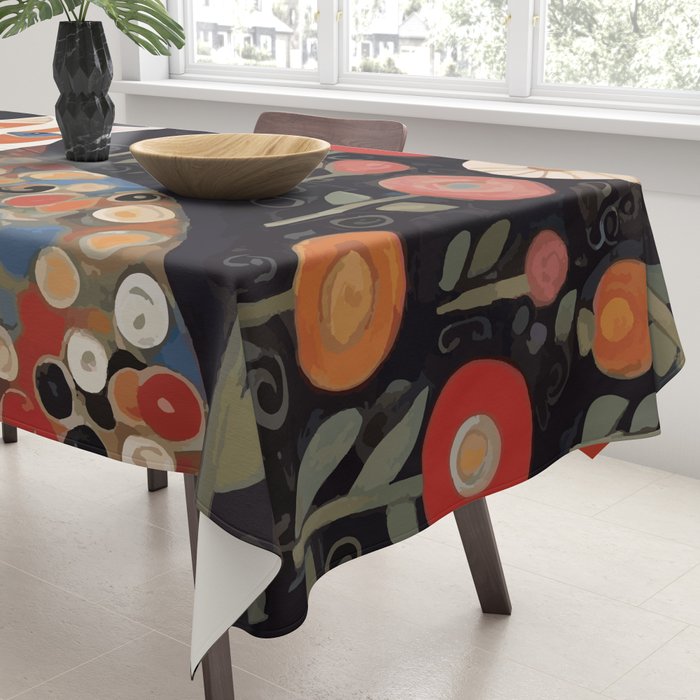 Klimt Calico Cat in a Garden of Abstract Flowers Tablecloth Gallery Image 3