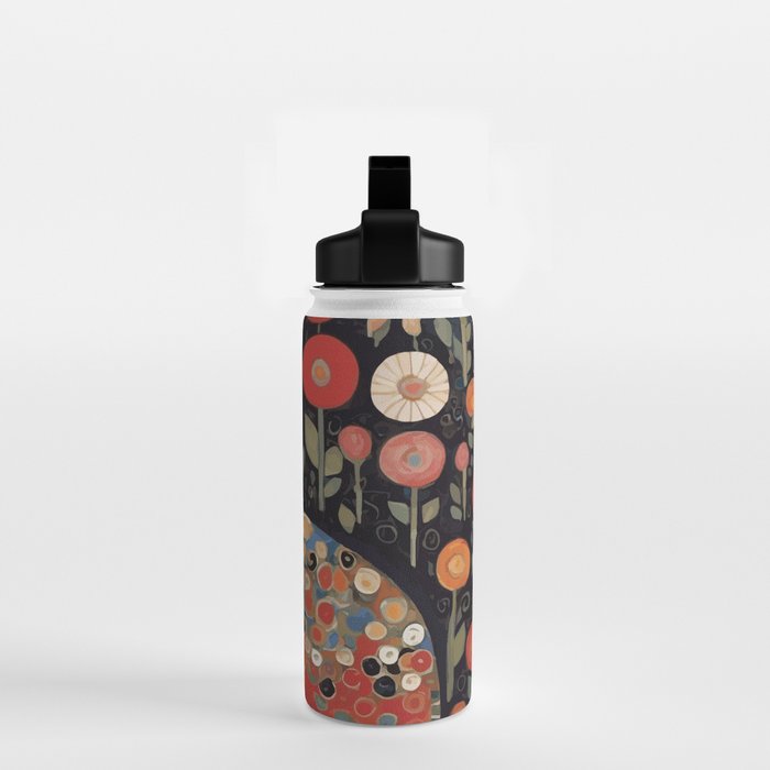 Klimt Calico Cat in a Garden of Abstract Flowers Water Bottle Gallery Image 2