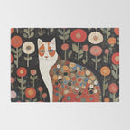 Klimt Calico Cat in a Garden of Abstract Flowers Rug Gallery Image 2