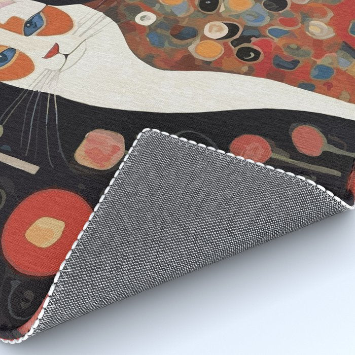 Klimt Calico Cat in a Garden of Abstract Flowers Rug Gallery Image 4