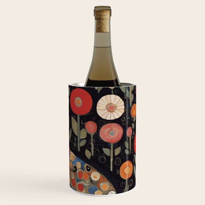 Klimt Calico Cat in a Garden of Abstract Flowers Wine Chiller Gallery Image 3