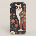 Klimt Calico Cat in a Garden of Abstract Flowers iPhone Case Gallery Image 1