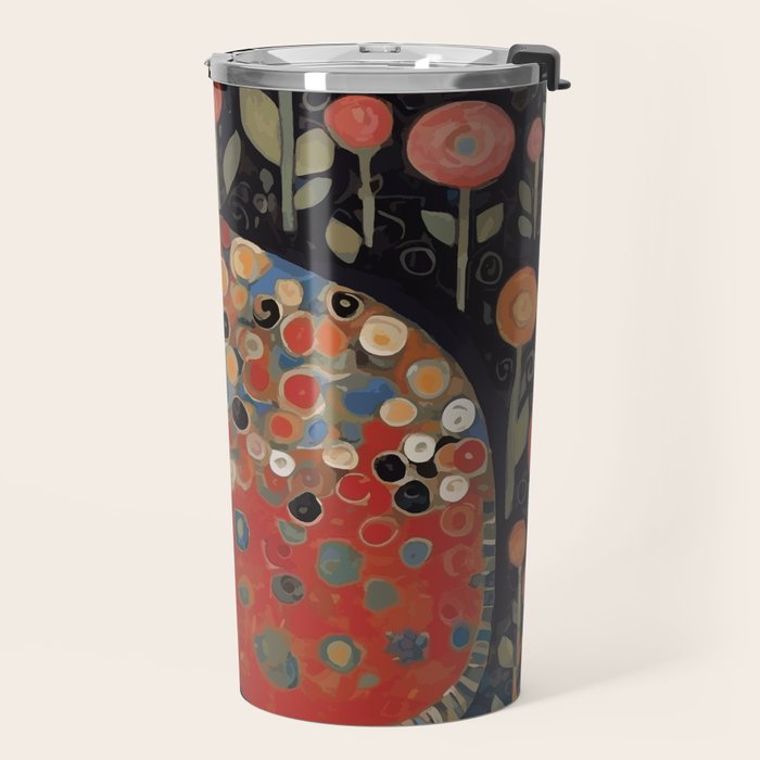 Klimt Calico Cat in a Garden of Abstract Flowers Travel Mug Gallery Image 2