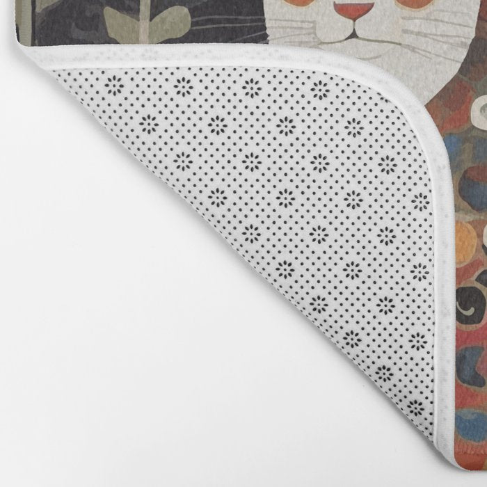 Klimt Calico Cat in a Garden of Abstract Flowers Bath Mat Gallery Image 2