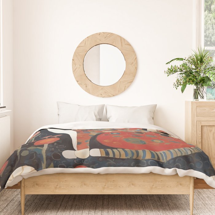 Klimt Calico Cat in a Garden of Abstract Flowers Duvet Cover Gallery Image 3