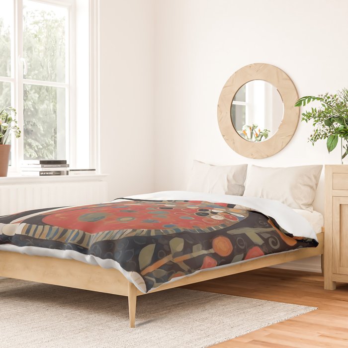 Klimt Calico Cat in a Garden of Abstract Flowers Duvet Cover Gallery Image 2