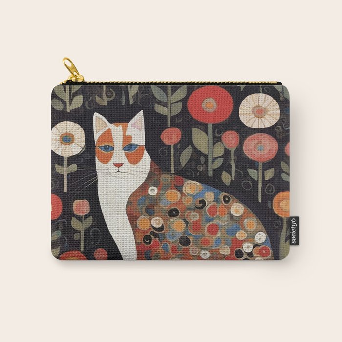 Klimt Calico Cat in a Garden of Abstract Flowers Carry All Pouch Gallery Image 1