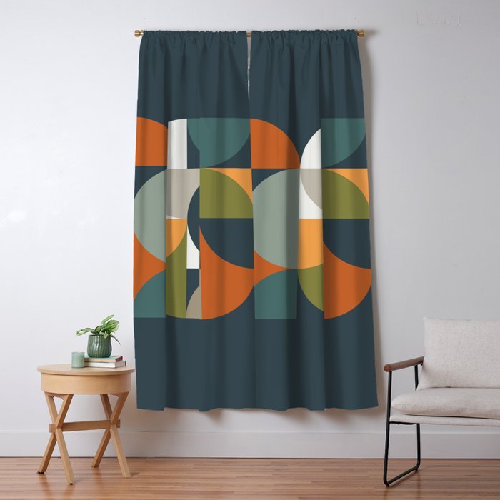 Mid Century Geometric 12/2 Window Curtain Gallery Image 5