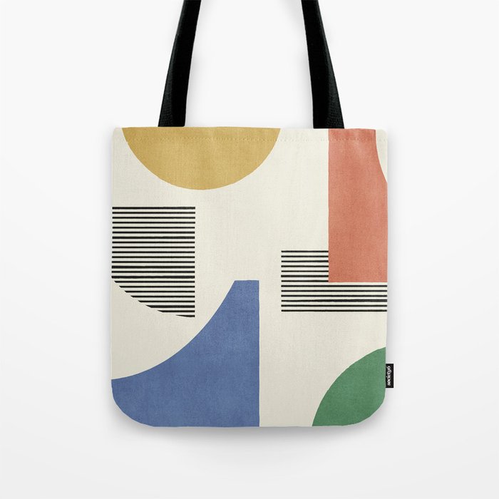 Abstract Lines Composition - 3 Colors Tote Bag Gallery Image 1