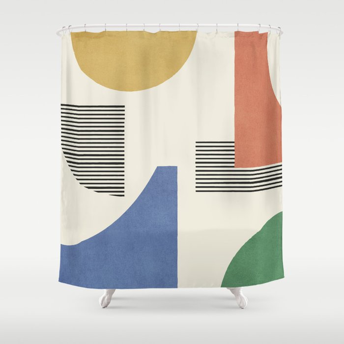 Abstract Lines Composition - 3 Colors Shower Curtain Gallery Image 1