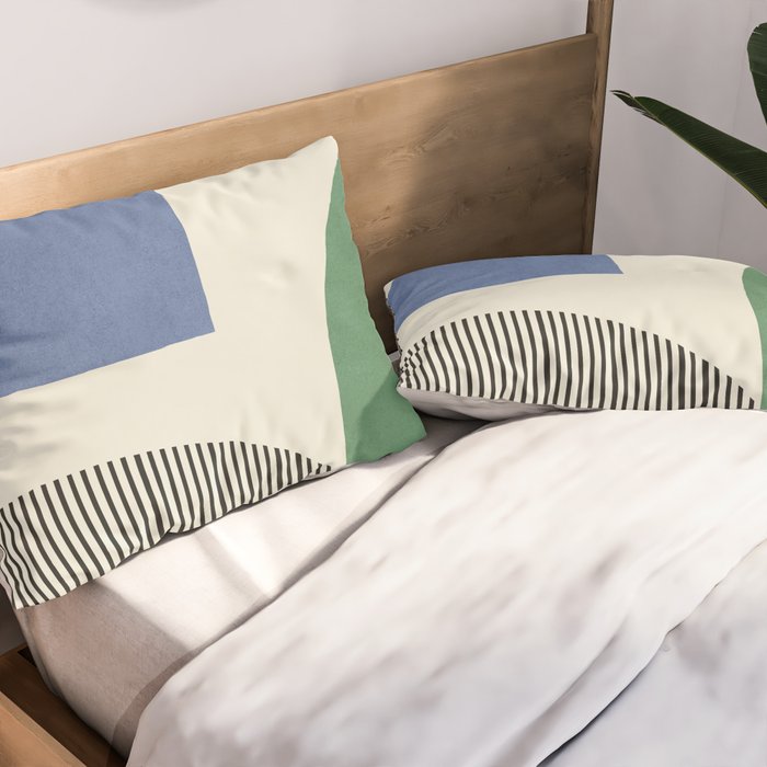 Abstract Lines Composition - 3 Colors Pillow Sham Gallery Image 2