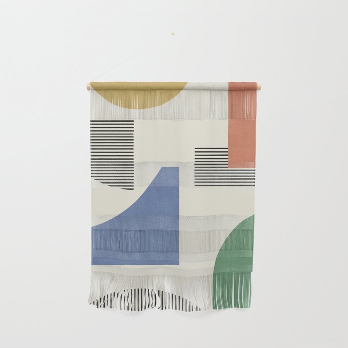 Abstract Lines Composition - 3 Colors Wall Hanging Gallery Image 1