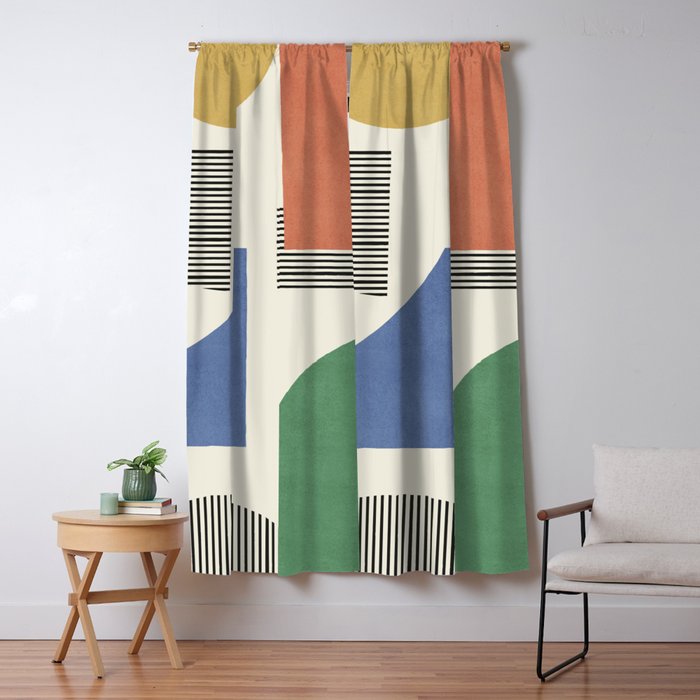 Abstract Lines Composition - 3 Colors Window Curtain Gallery Image 1