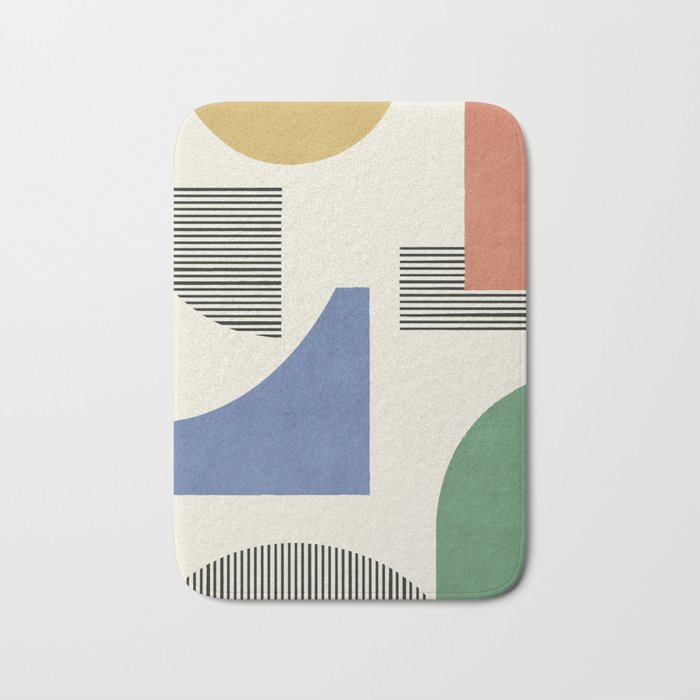 Abstract Lines Composition - 3 Colors Bath Mat Gallery Image 1