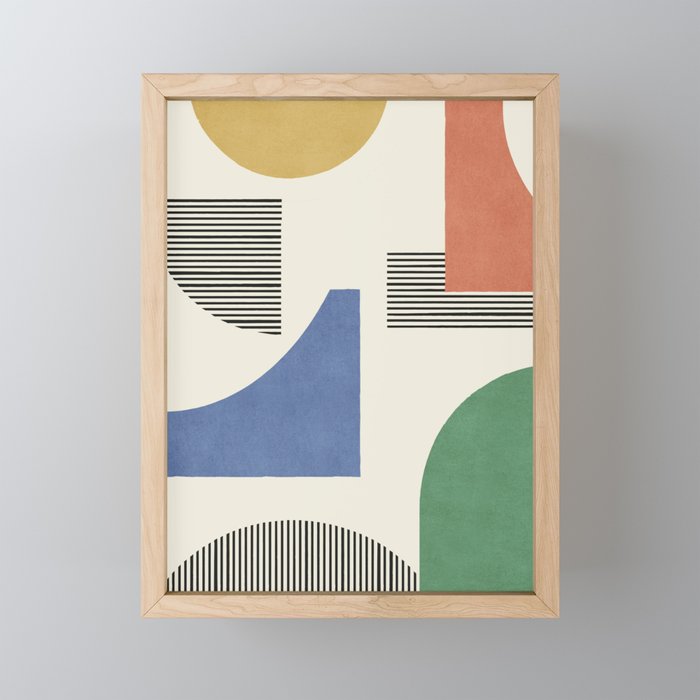 Abstract Lines Composition - 3 Colors Mini Art Print Gallery Image 1