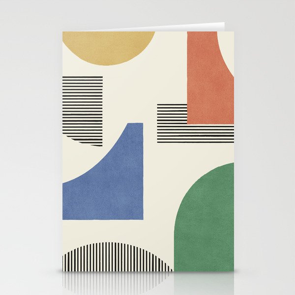 Abstract Lines Composition - 3 Colors Stationery Card Gallery Image 2