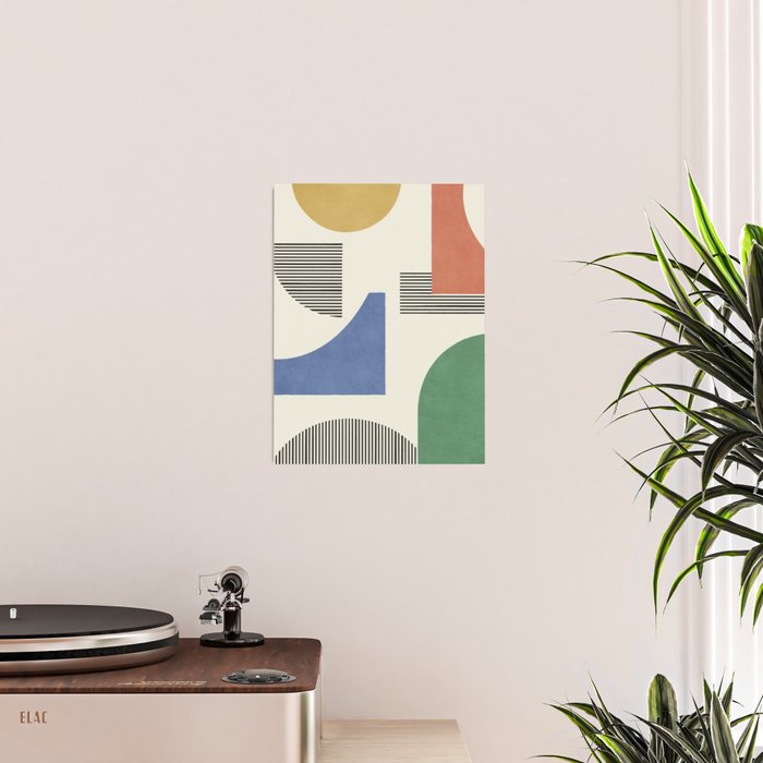 Abstract Lines Composition - 3 Colors Poster Gallery Image 2