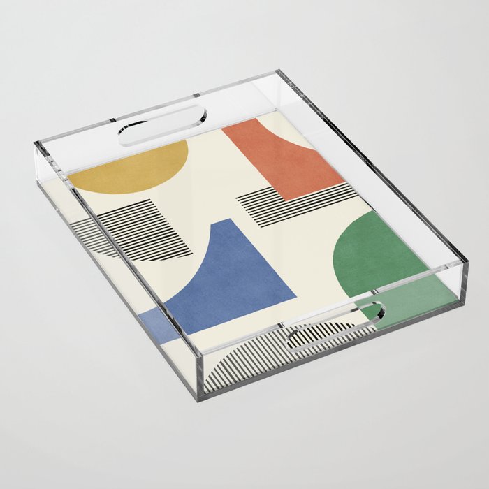 Abstract Lines Composition - 3 Colors Acrylic Tray Gallery Image 1