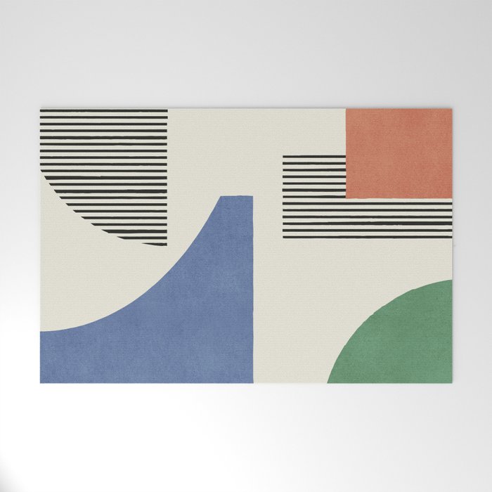 Abstract Lines Composition - 3 Colors Welcome Mat Gallery Image 1