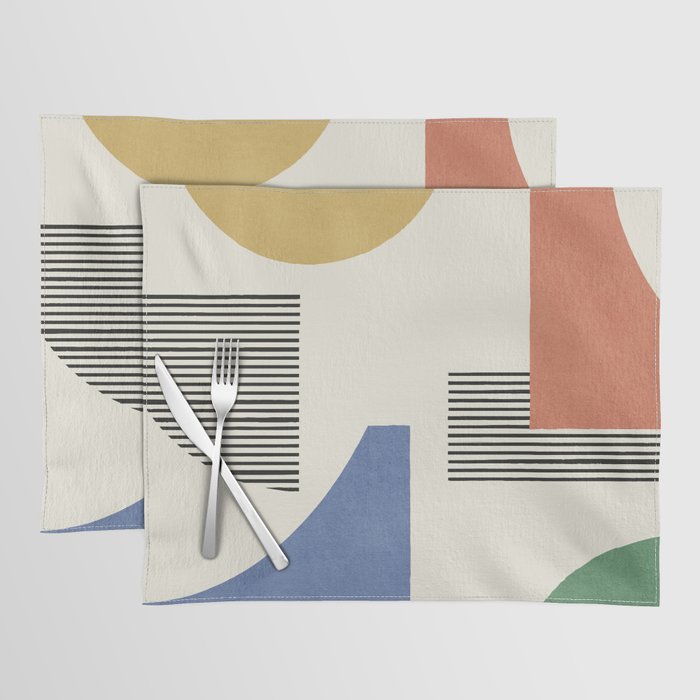 Abstract Lines Composition - 3 Colors Placemat Gallery Image 1