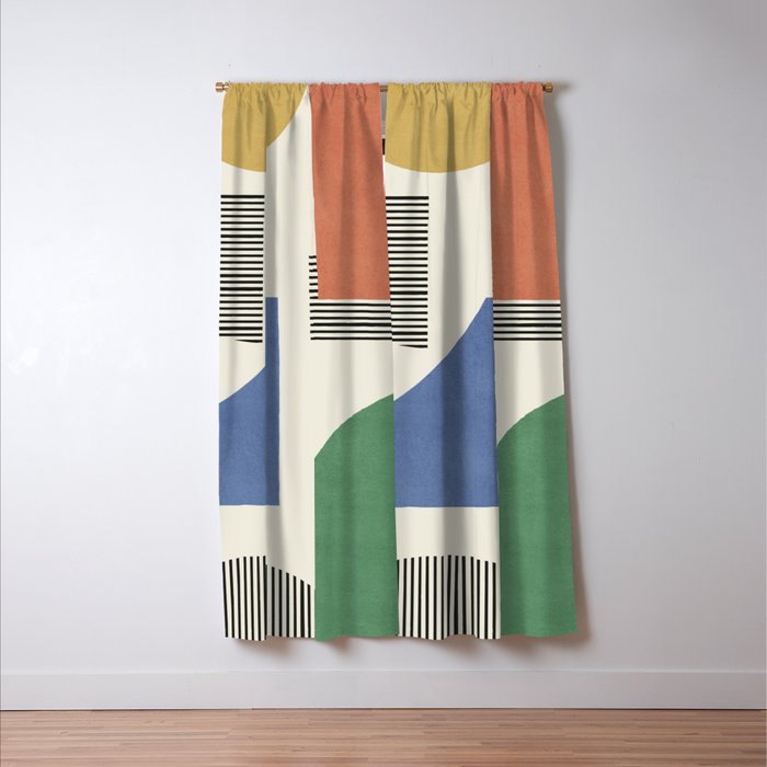 Abstract Lines Composition - 3 Colors Window Curtain Gallery Image 3