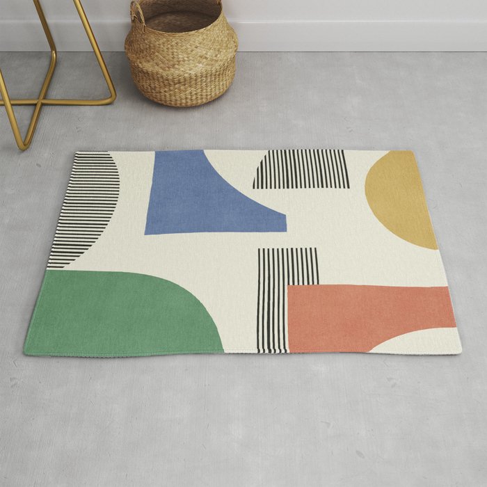 Abstract Lines Composition - 3 Colors Rug Gallery Image 1