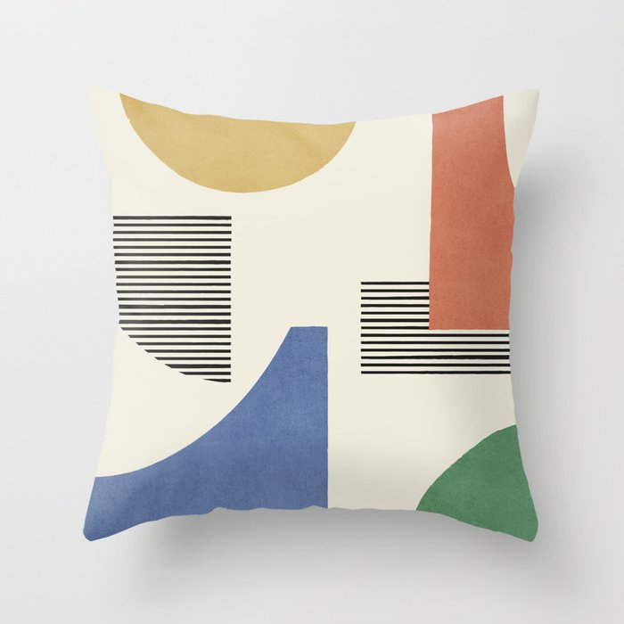 Abstract Lines Composition - 3 Colors Throw Pillow Gallery Image 6
